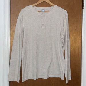 •OLD NAVY•OATMEAL 3-BUTTON LONG SLEEVE HENLEY SHIRT SIZE MEDIUM